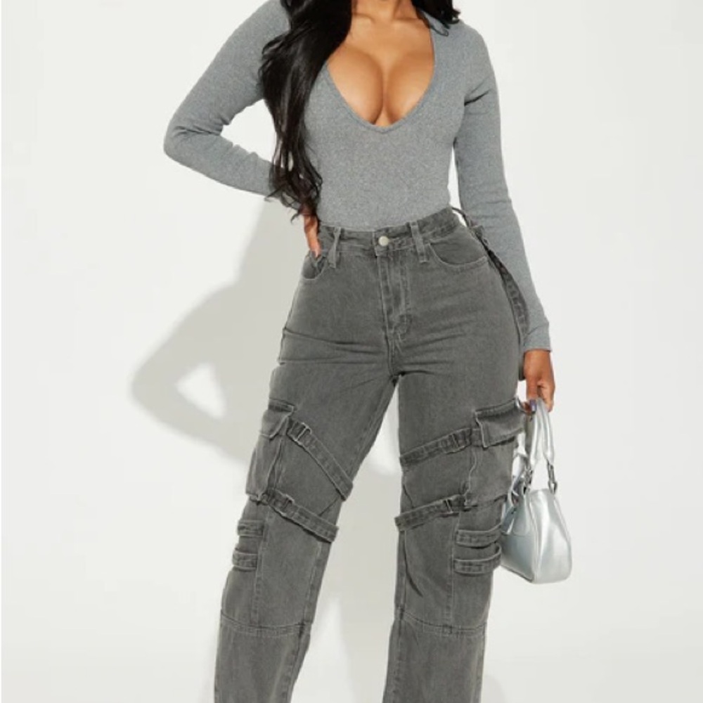 Leave A Message Cargo Straight Leg Jeans- Size 5